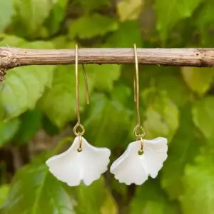 Brincos Folhas Gingko | Porcelana